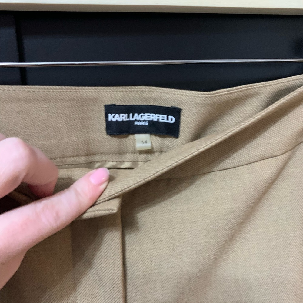 Karl Lagerfeld Tan Trousers size 14 classic fit quiet luxury neutral - Picture 4 of 6
